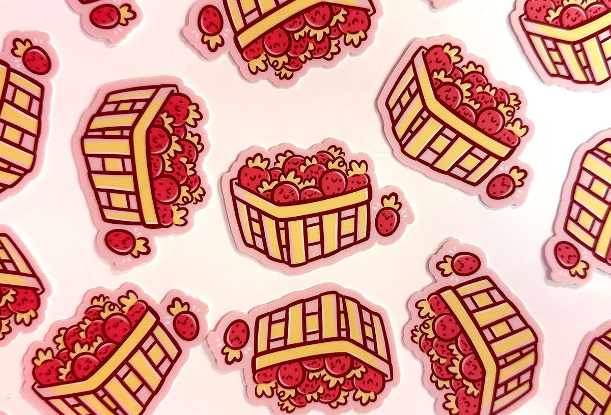 Basket of Strawberries Mini Sticker