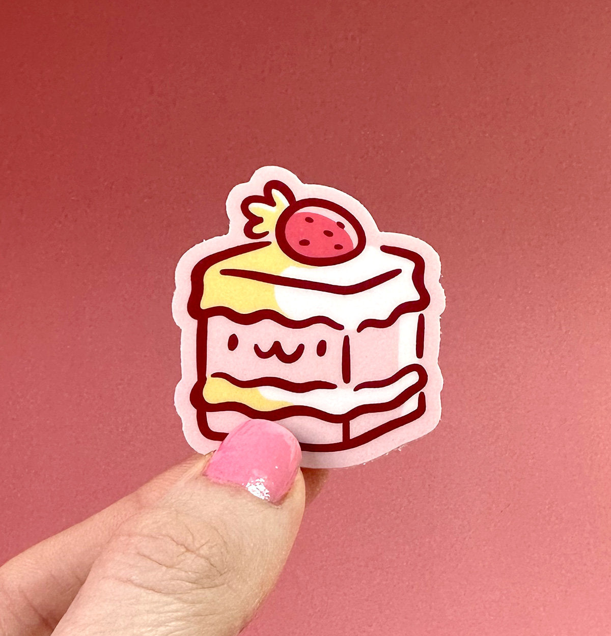 Square Strawberry Cake Mini Sticker