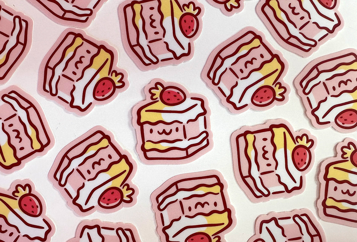 Square Strawberry Cake Mini Sticker