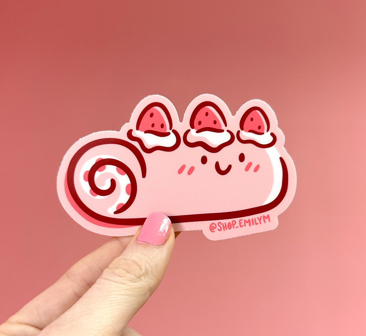 Pink Strawberry Roll Sticker