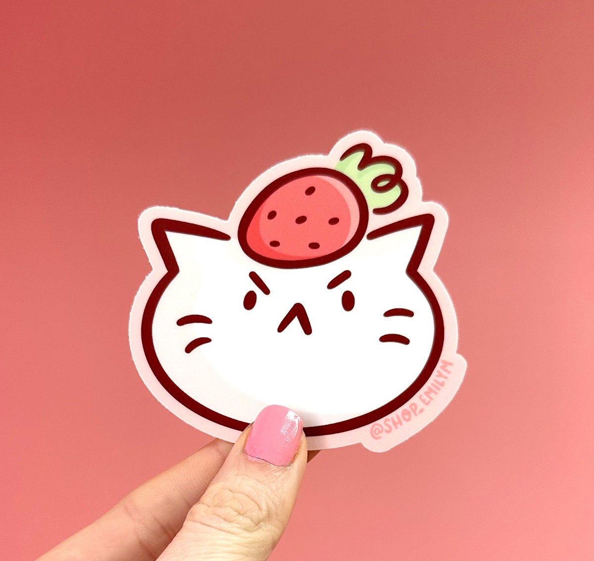 Strawberry Head Cat Sticker