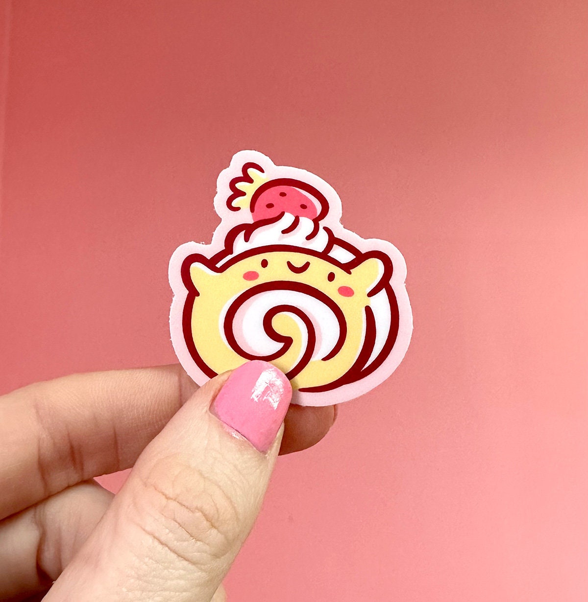 Strawberry Swiss Roll Mini Sticker