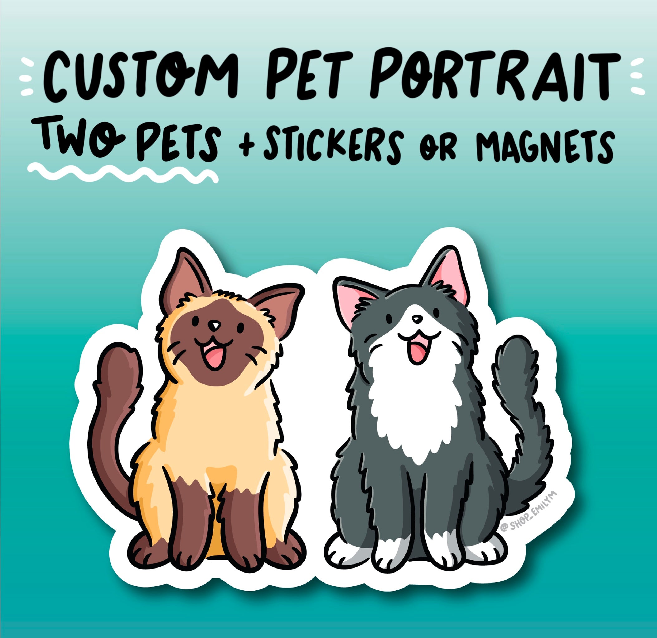 Custom Pet Portrait - TWO PETS