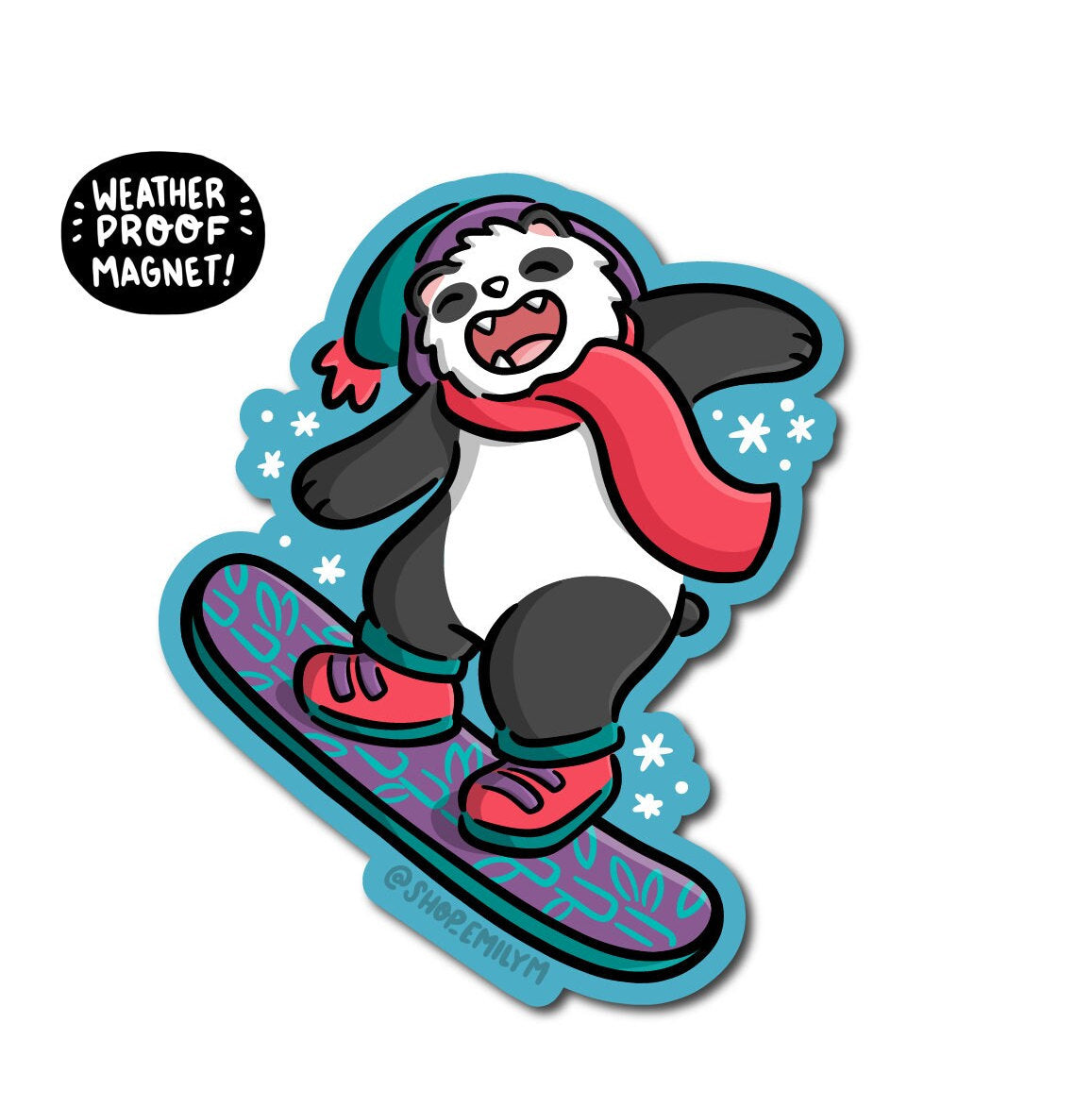 Snowboarding Panda Magnet