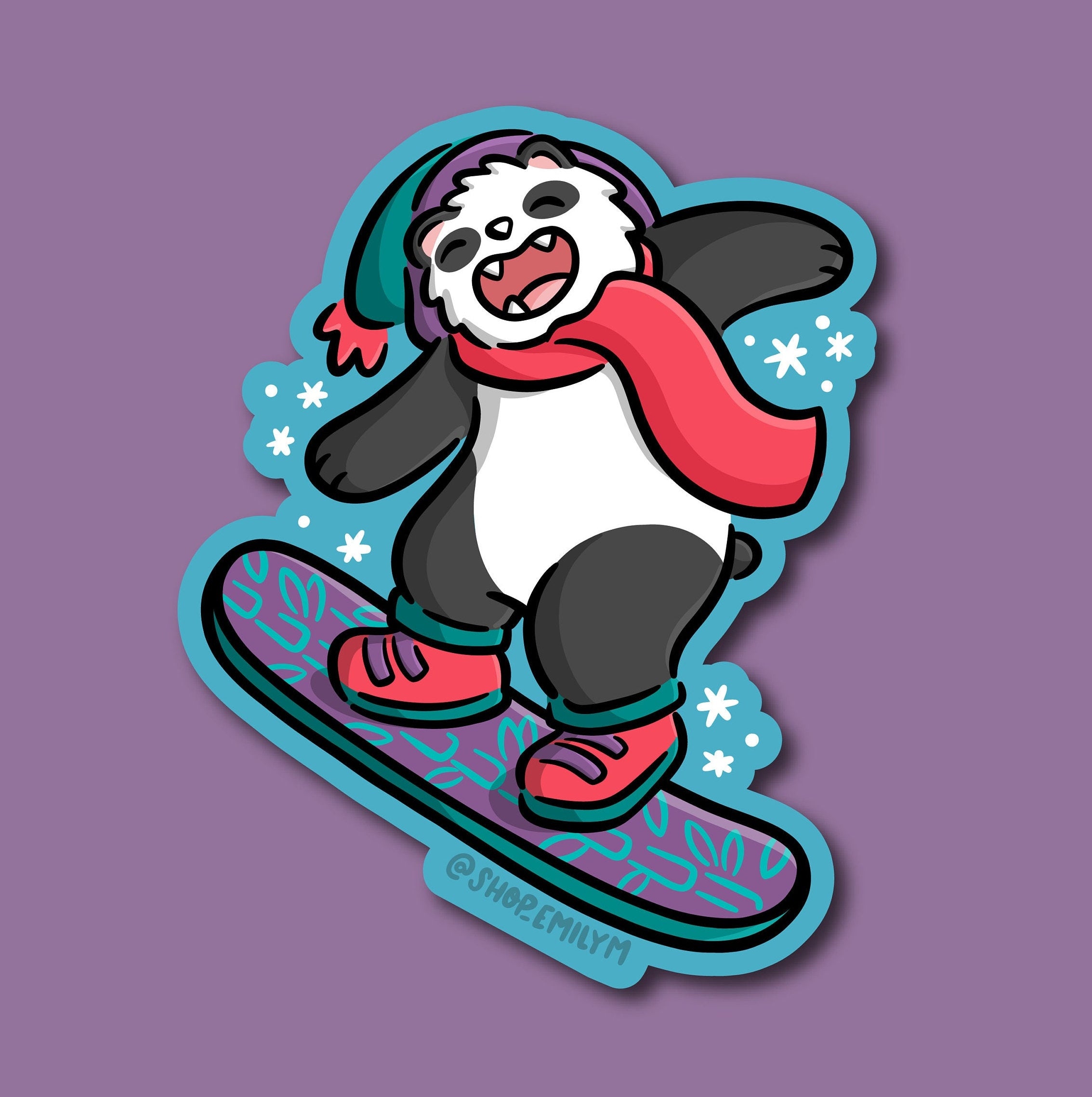 Snowboarding Panda Sticker