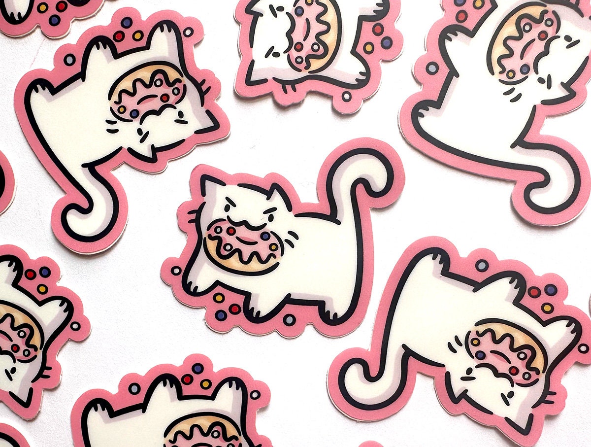 Grumpy Donut Cat Mini Sticker