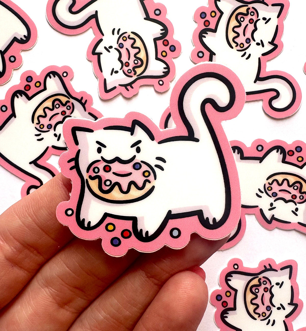 Grumpy Donut Cat Mini Sticker