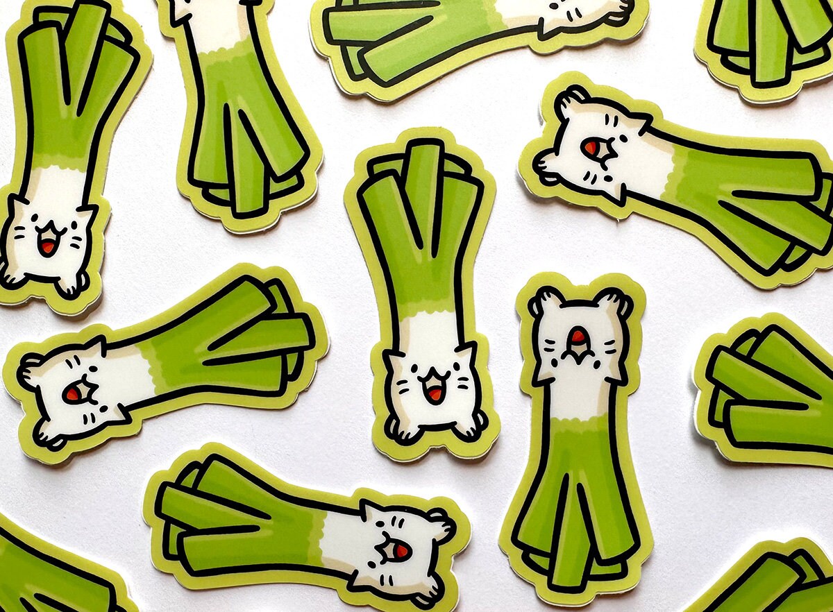 Leek Cat Mini Sticker