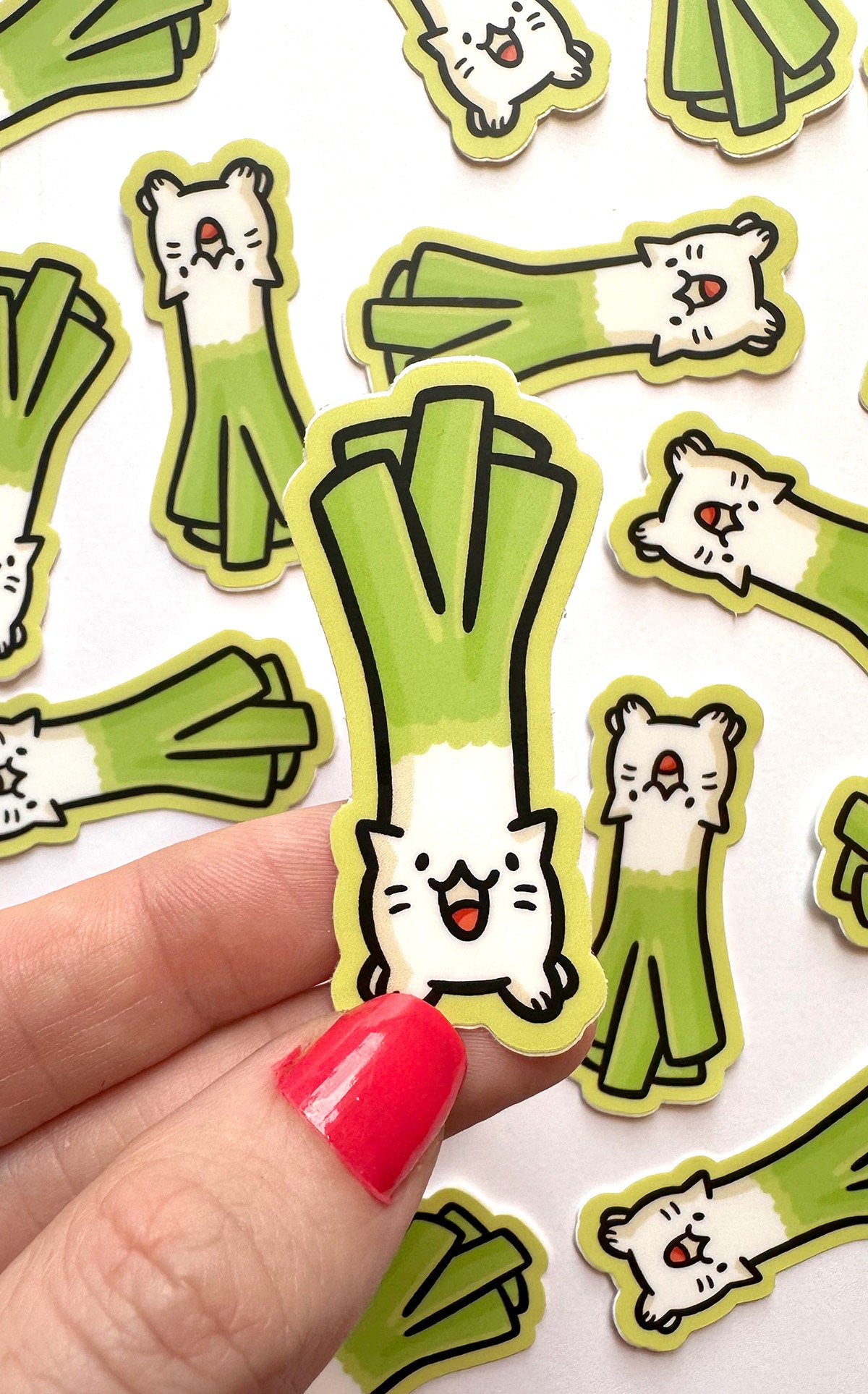 Leek Cat Mini Sticker