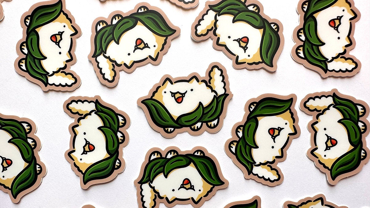 Cauliflower Cat Mini Sticker