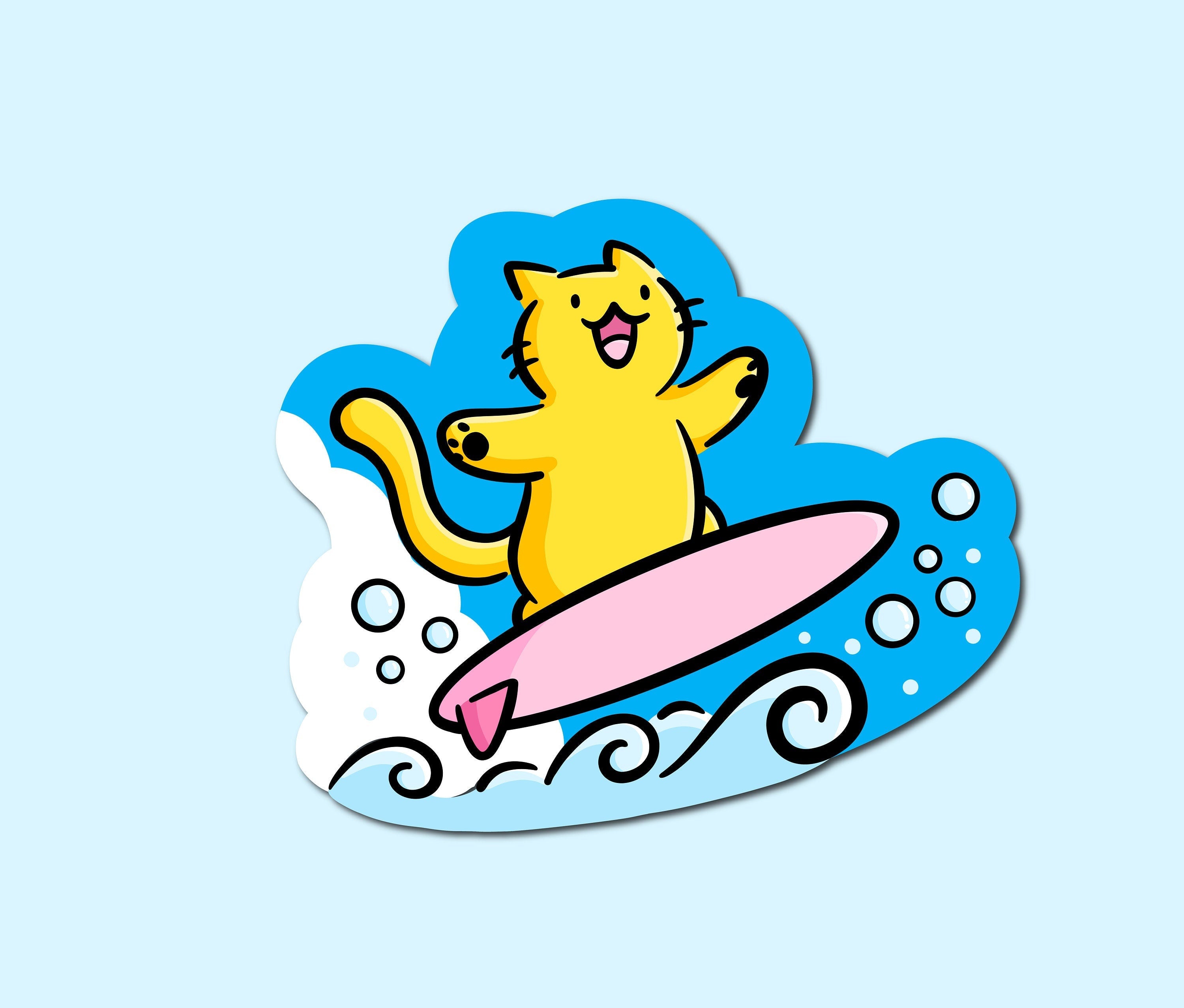 Surfing Cat Sticker