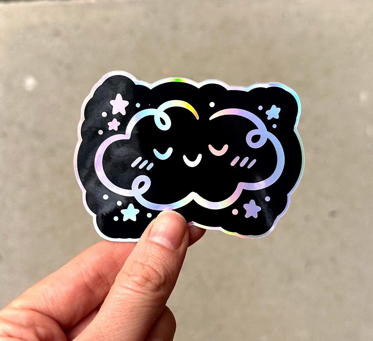 Cloud Holographic Sticker