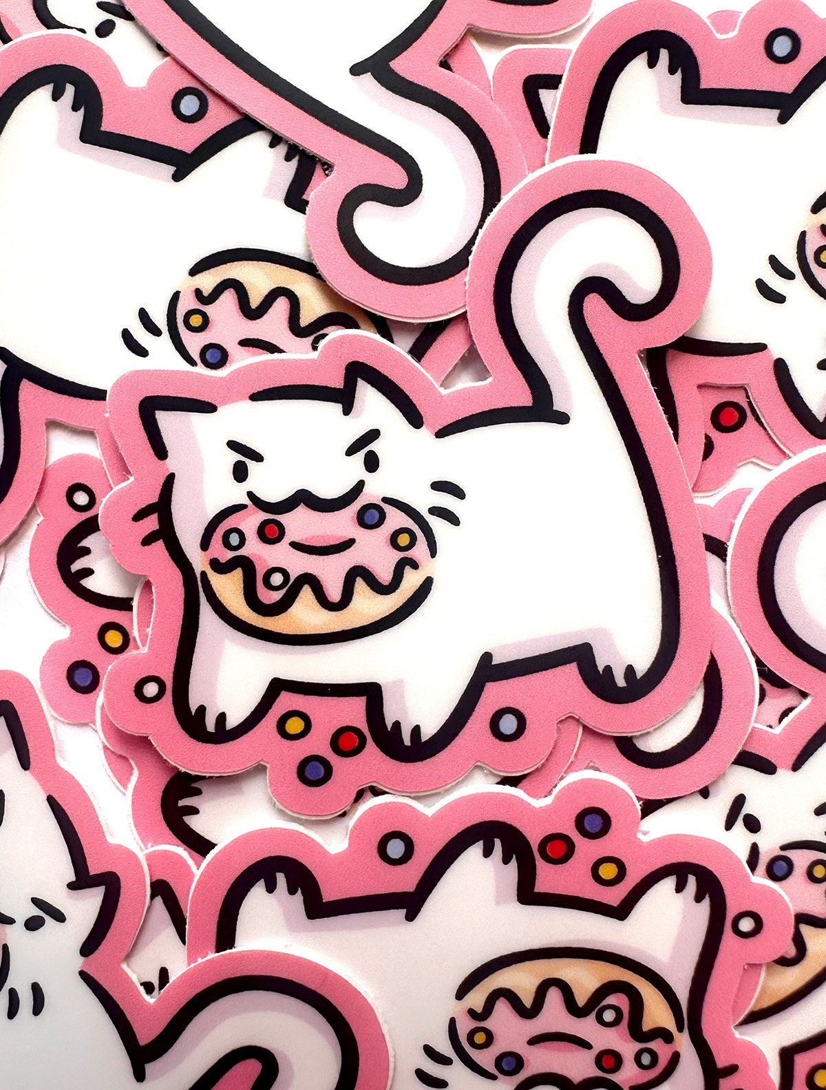 Grumpy Donut Cat Mini Sticker