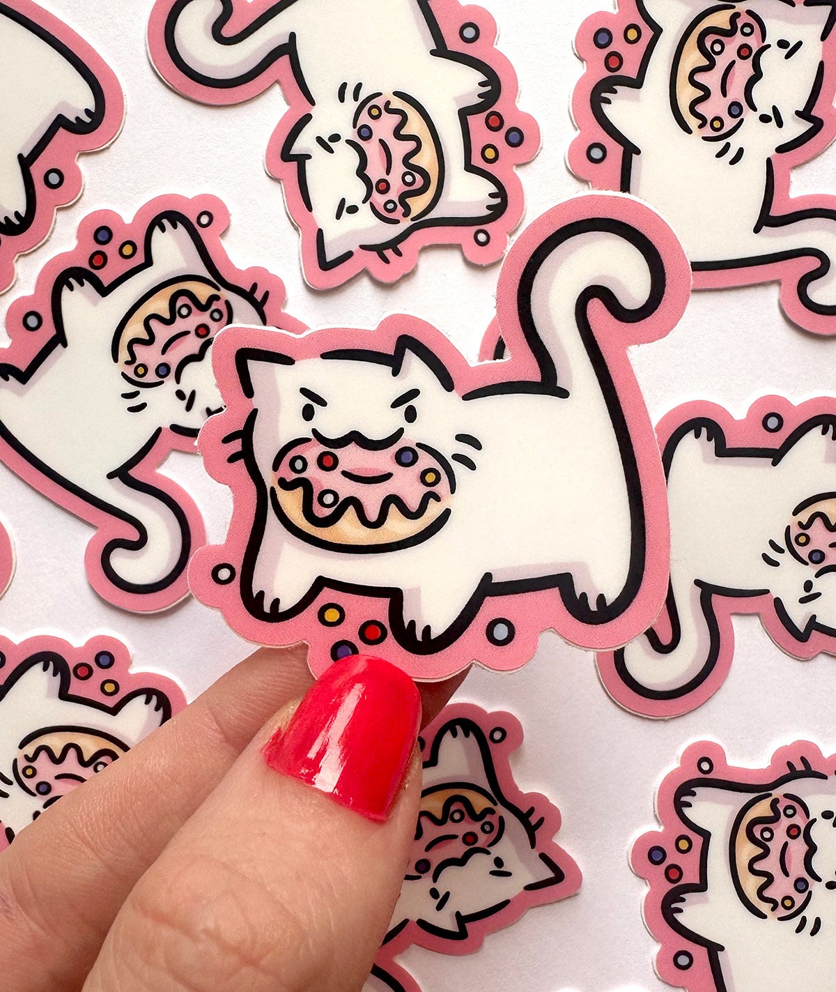 Grumpy Donut Cat Mini Sticker