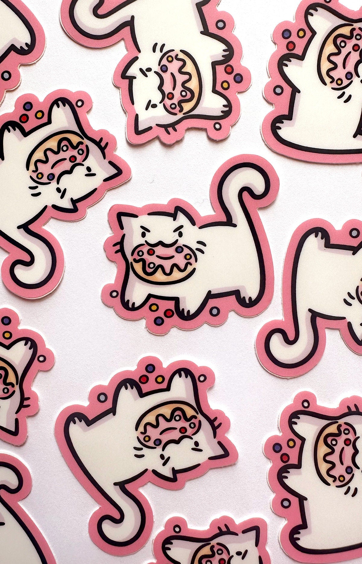 Grumpy Donut Cat Mini Sticker