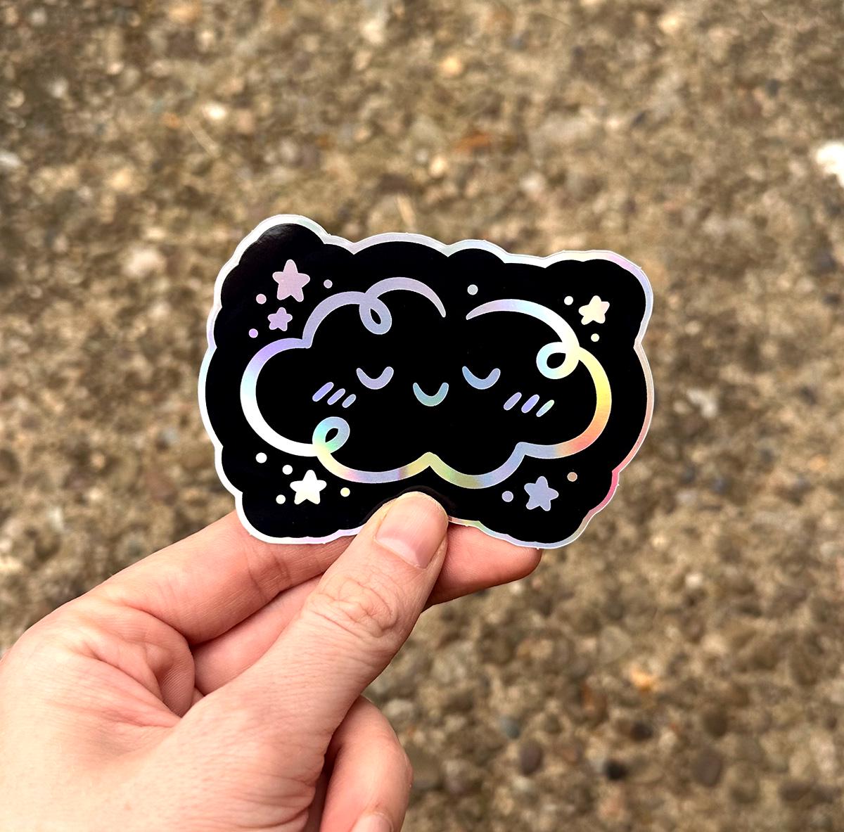 Cloud Holographic Sticker