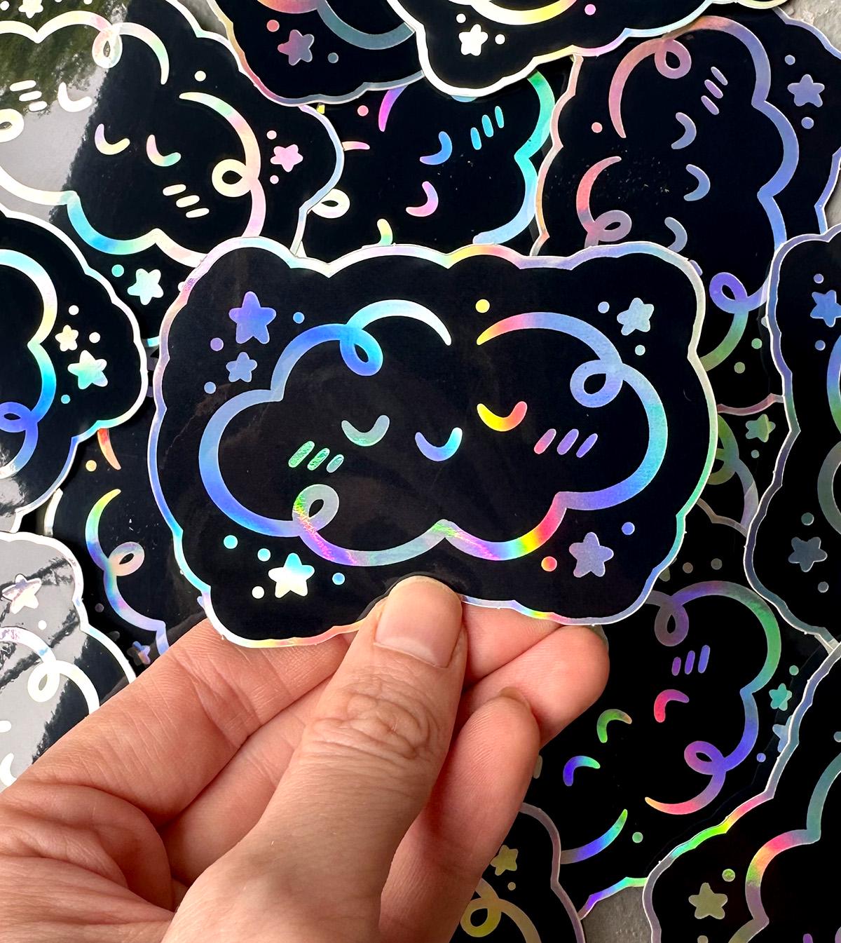 Cloud Holographic Sticker