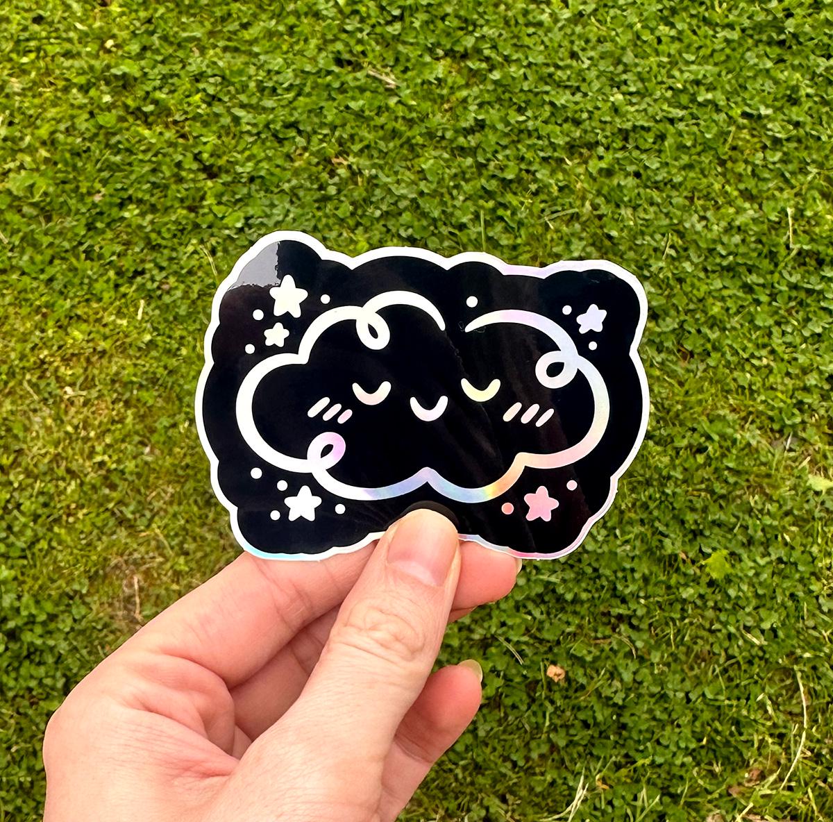 Cloud Holographic Sticker