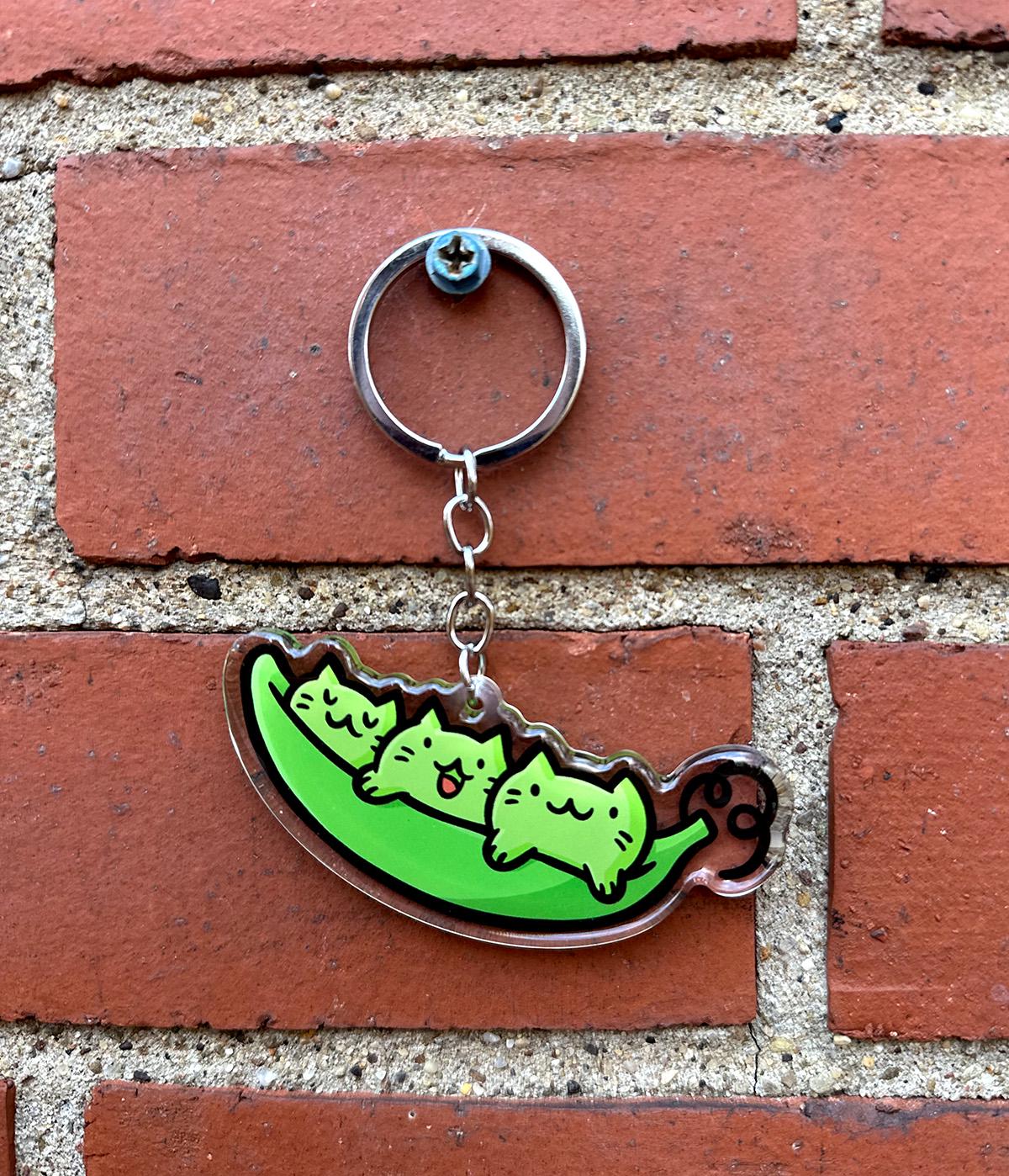 Peas Cat Keychain