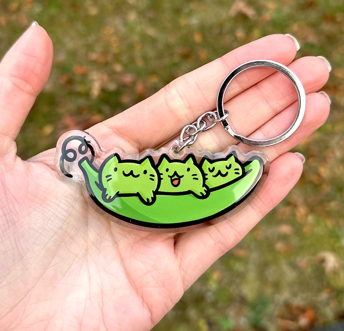 Peas Cat Keychain