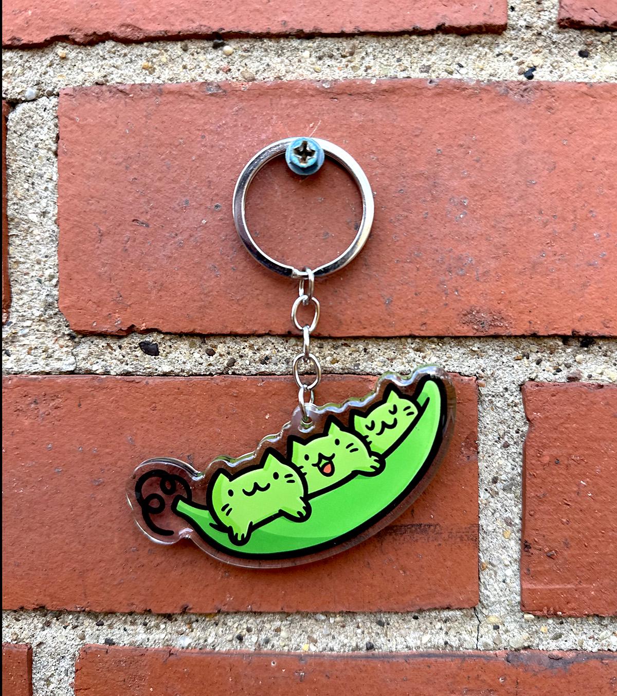 Peas Cat Keychain