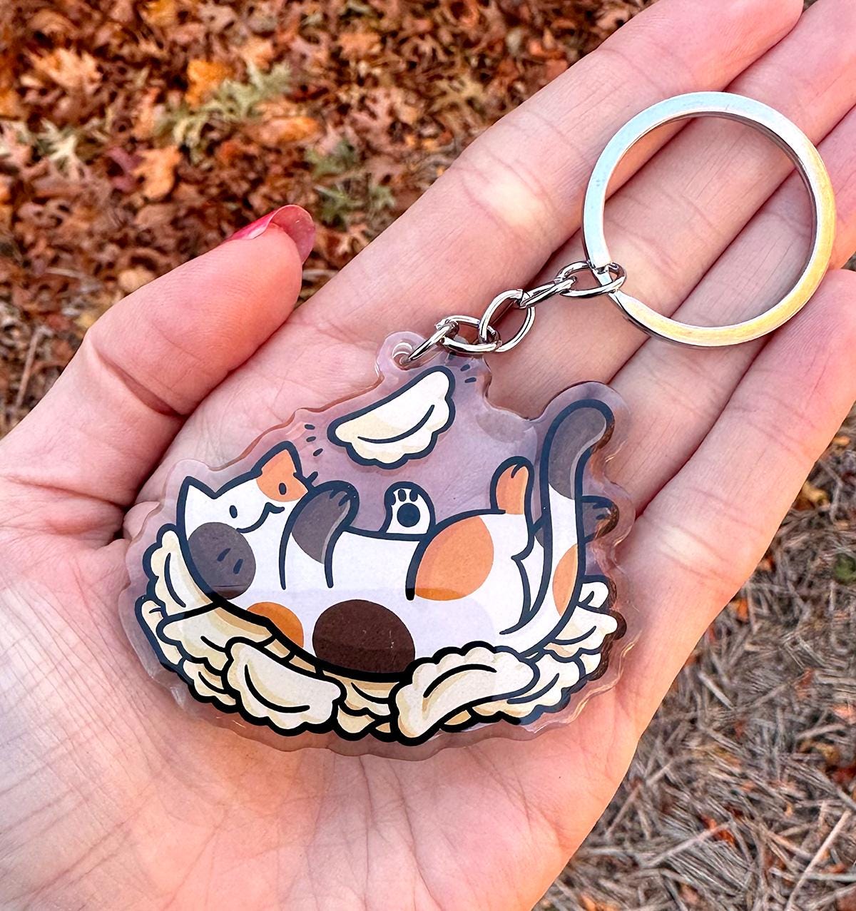 Playing with Pierogi Cat Keychain