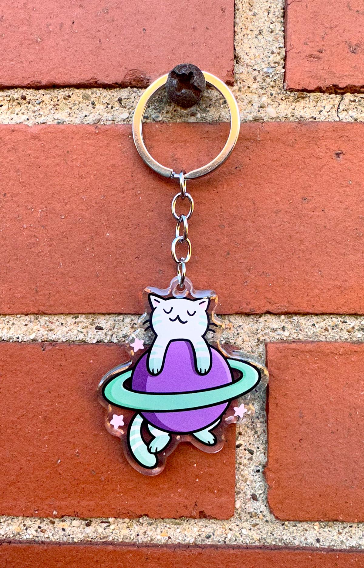 Saturn Cat Keychain