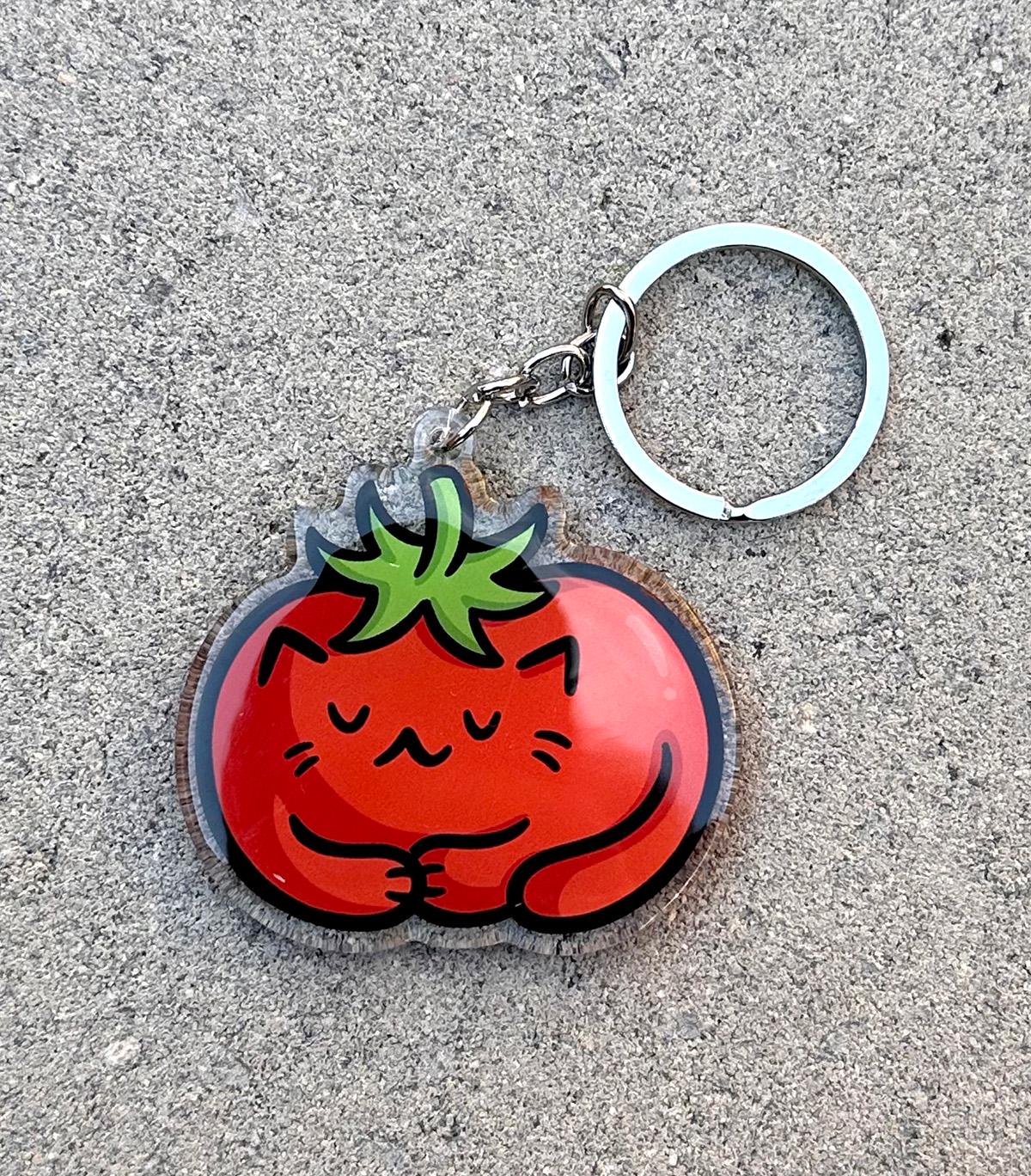 Tomato Cat Keychain