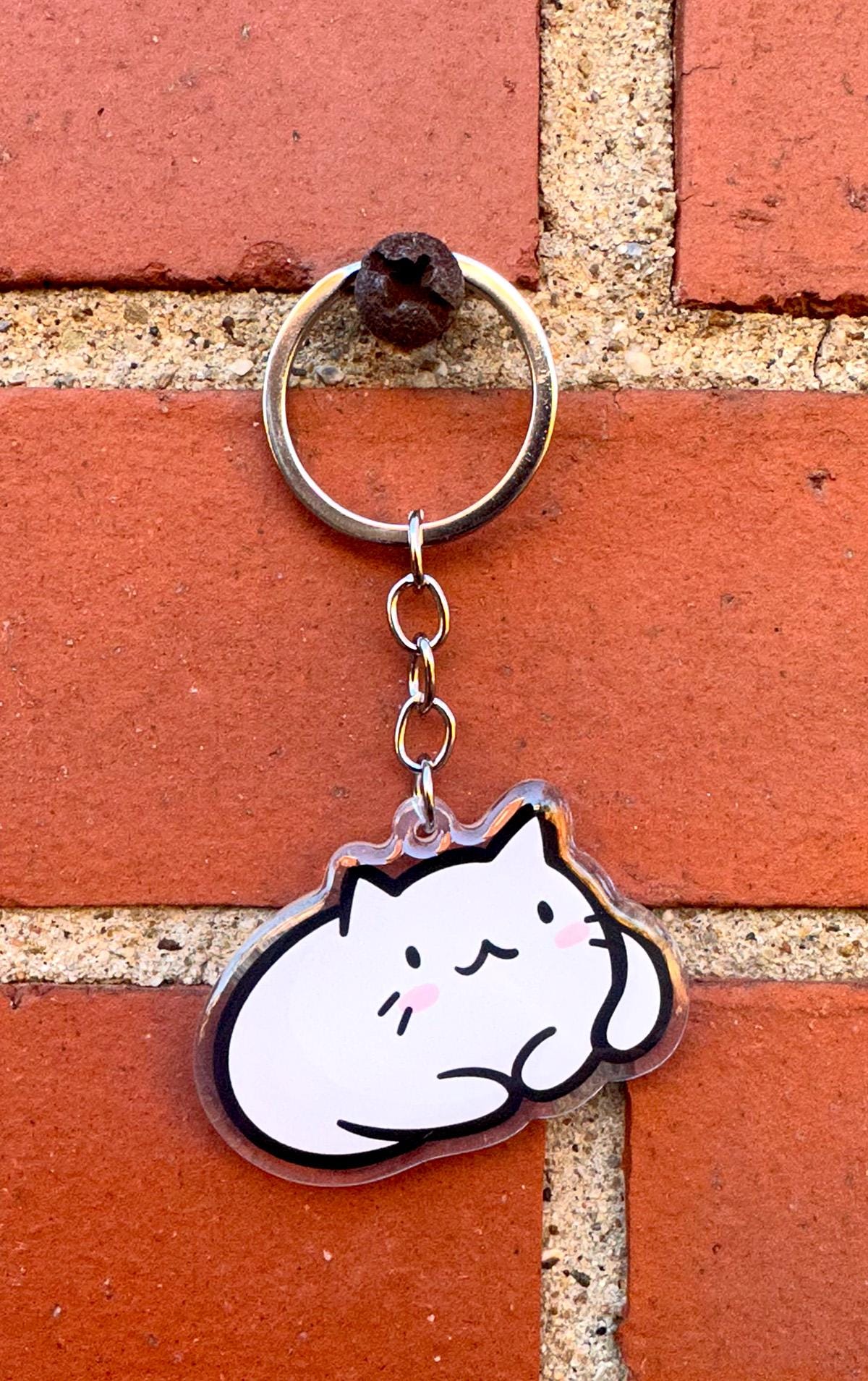 White Cat Keychain