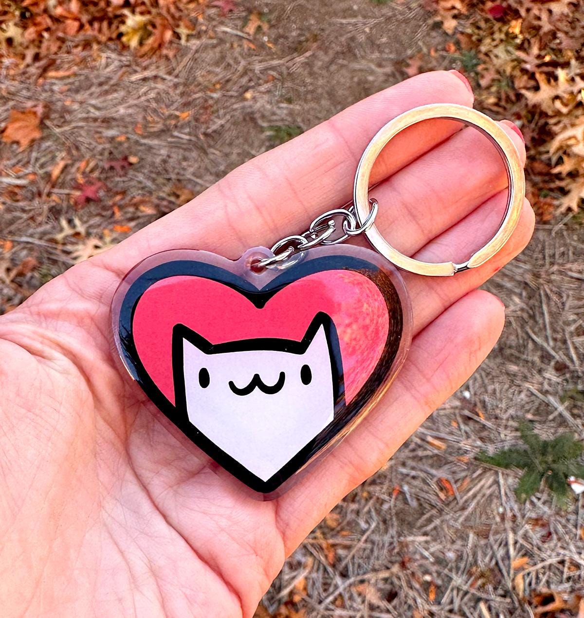 Cat Heart Keychain