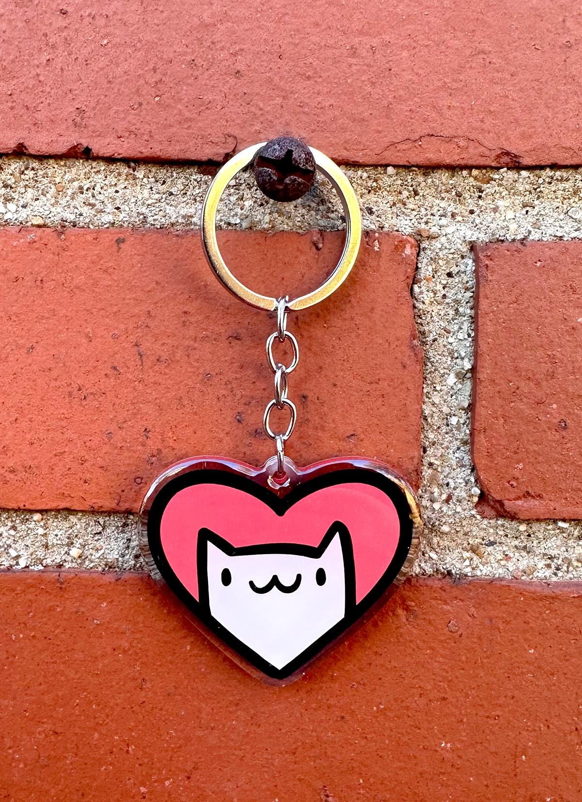 Cat Heart Keychain