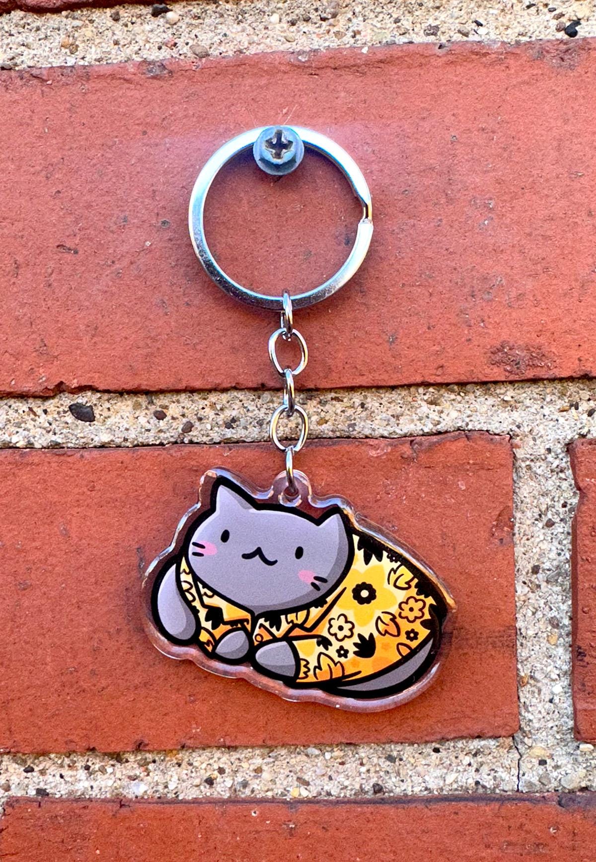 Pittsburgh Hawaiian Shirt Cat Keychain