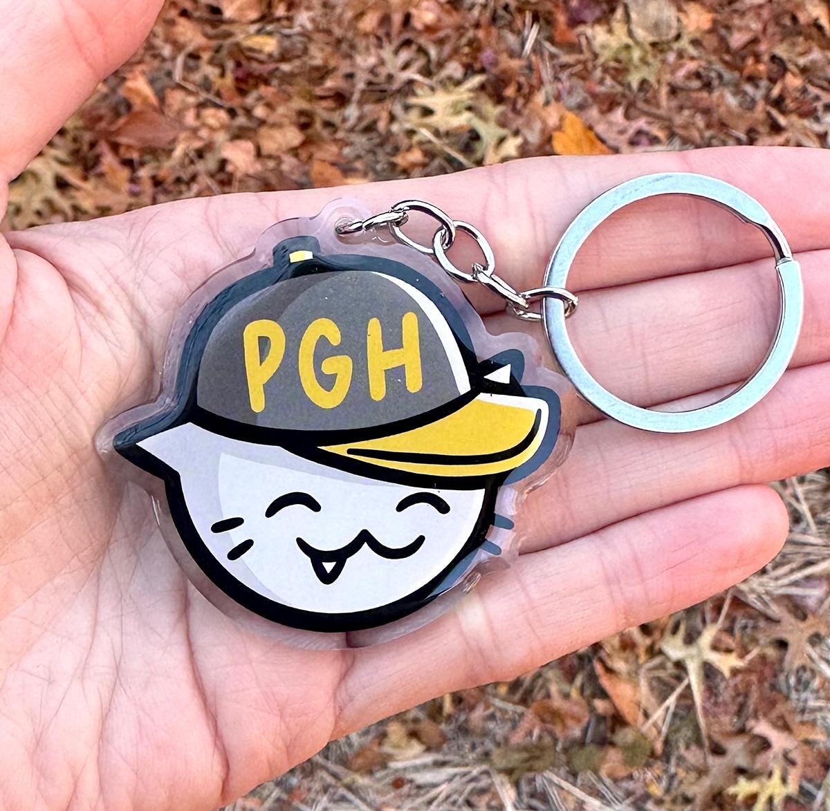 Pittsburgh Baseball Cat Keychain