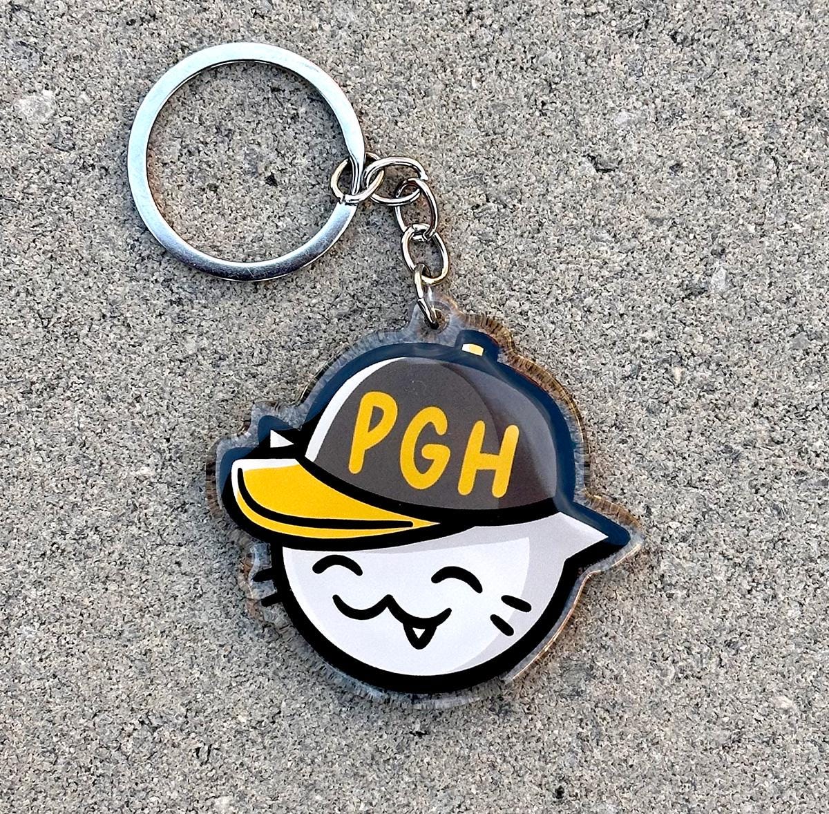 Pittsburgh Baseball Cat Keychain