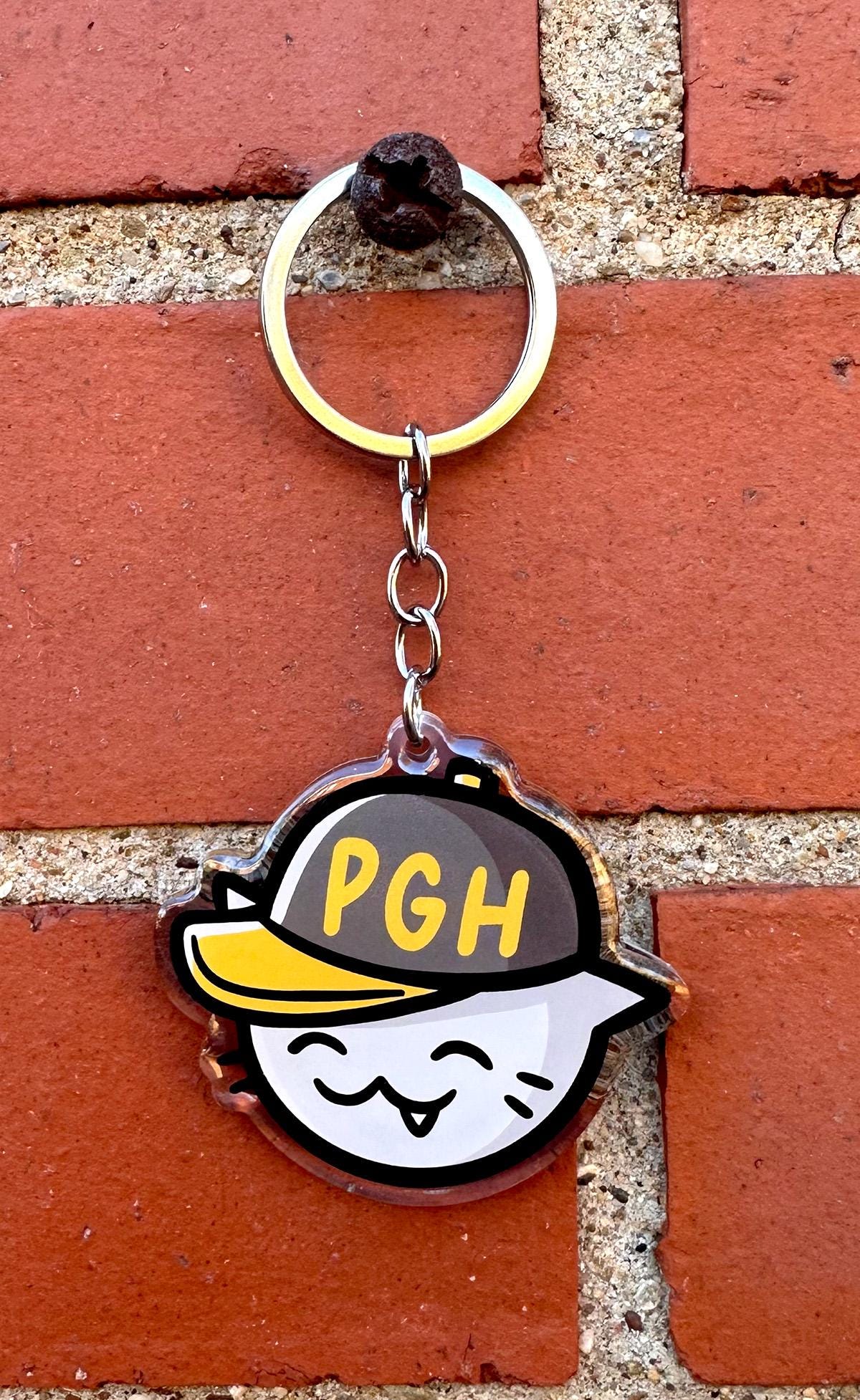 Pittsburgh Baseball Cat Keychain