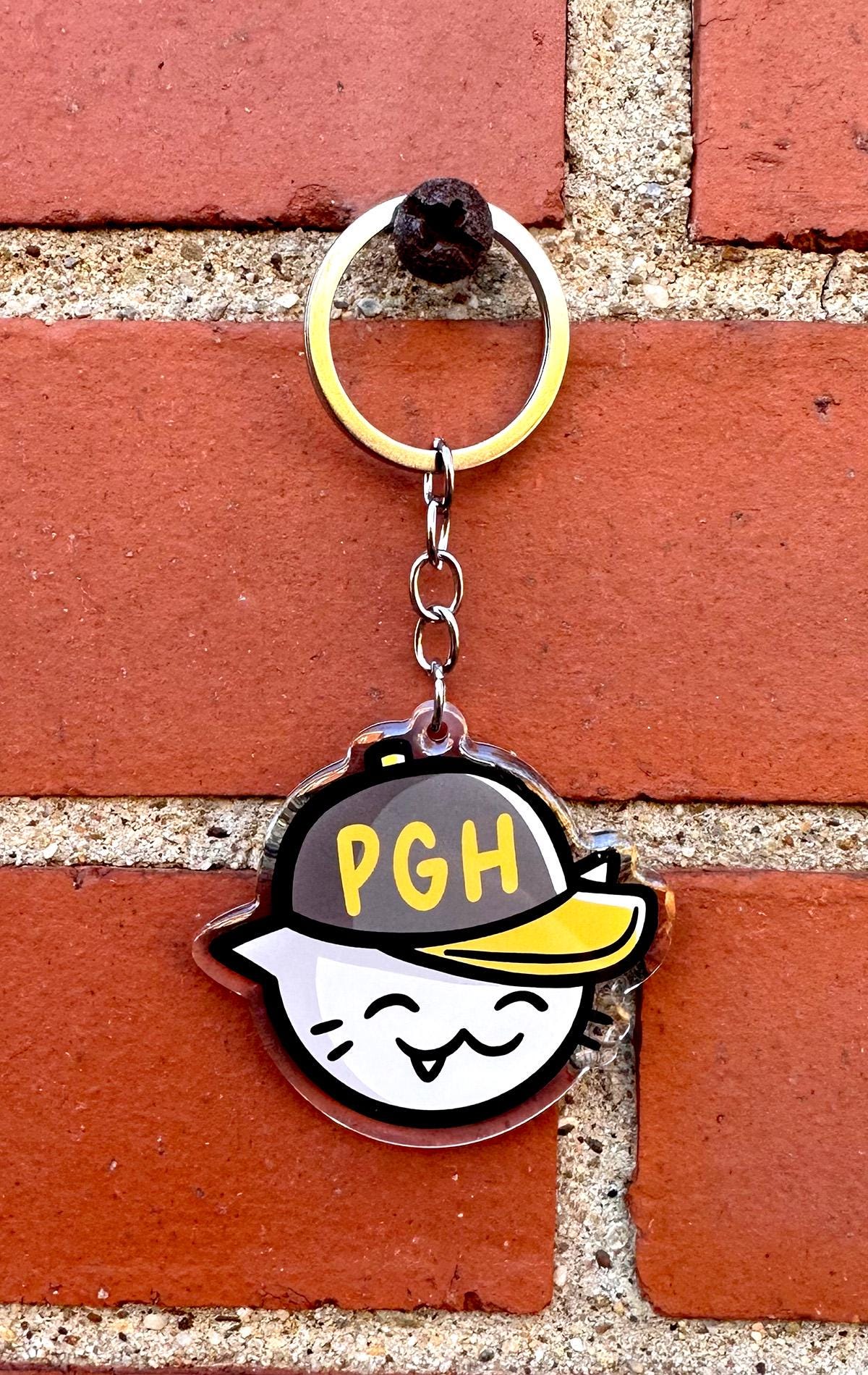 Pittsburgh Baseball Cat Keychain