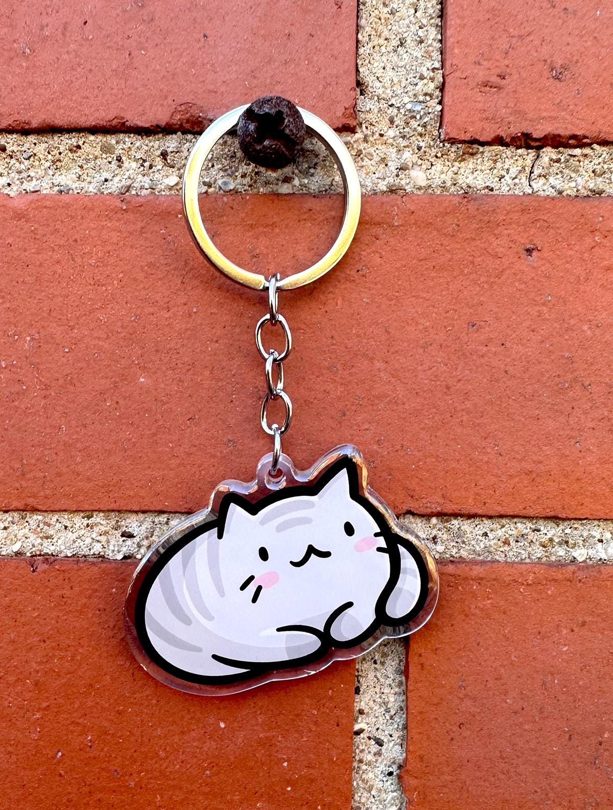 Gray Cat Keychain