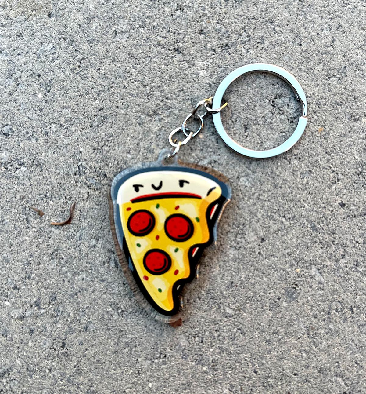 Pepperoni Pizza Keychain