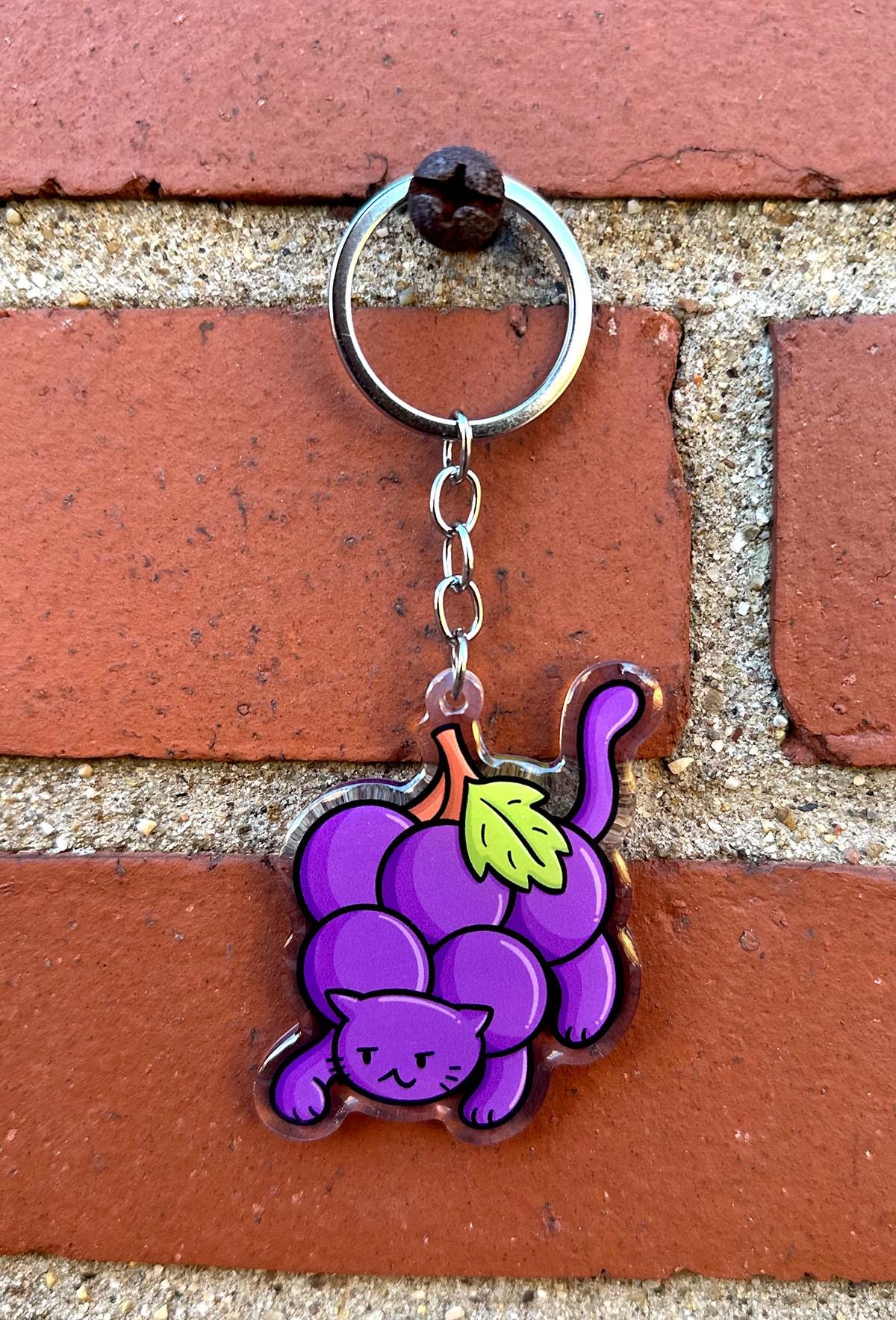 Grapes Cat Keychain