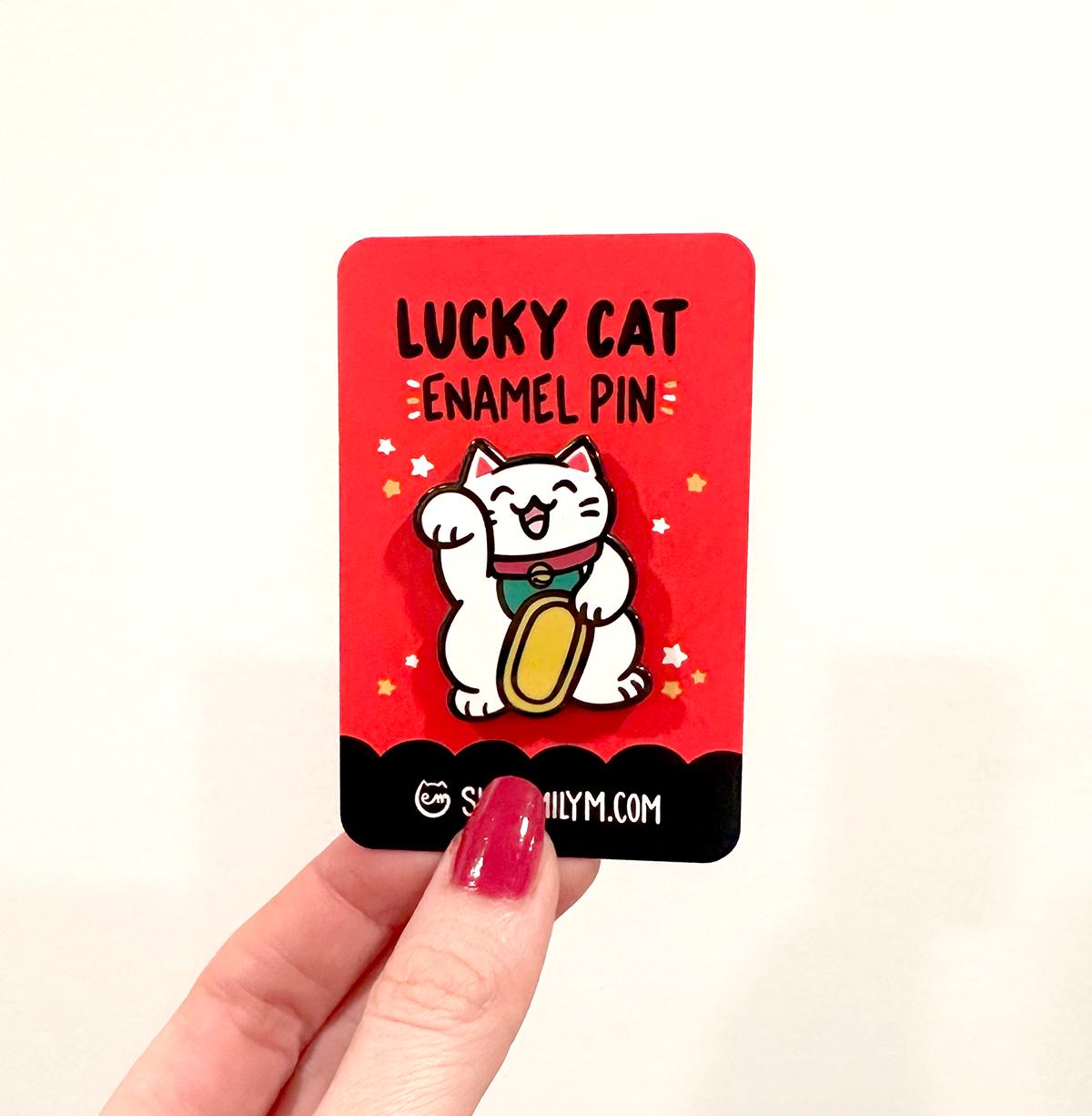 Lucky Cat Enamel Pin