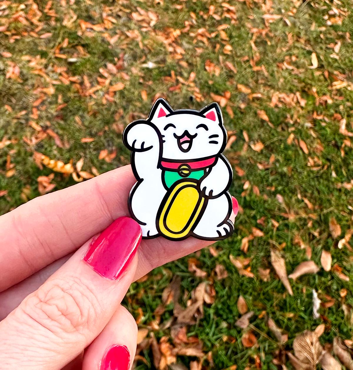 Lucky Cat Enamel Pin