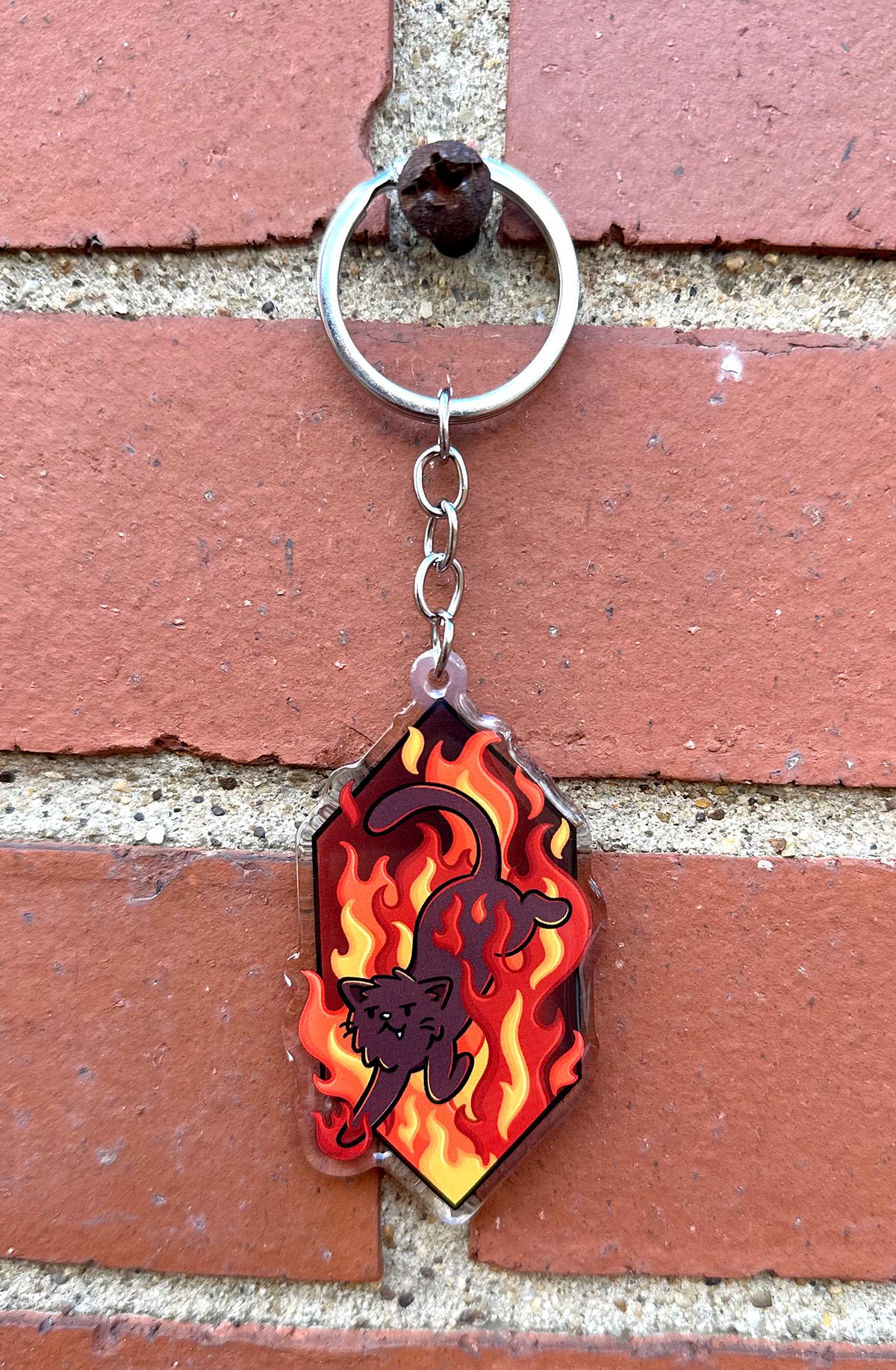 Fire Cat Keychain