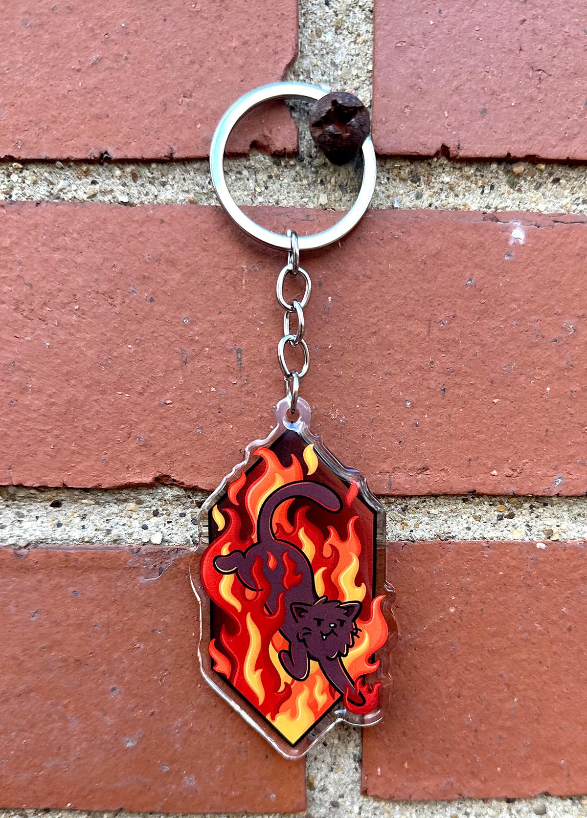 Fire Cat Keychain