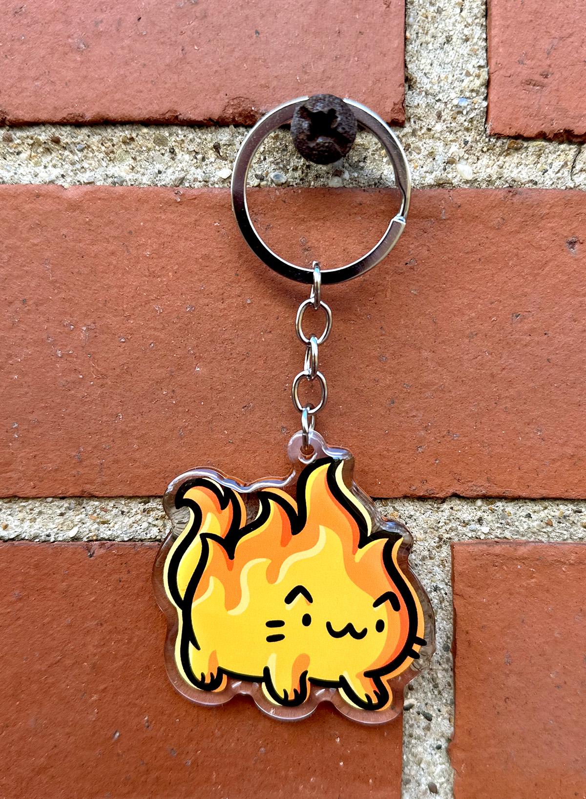 Flame Cat Keychain