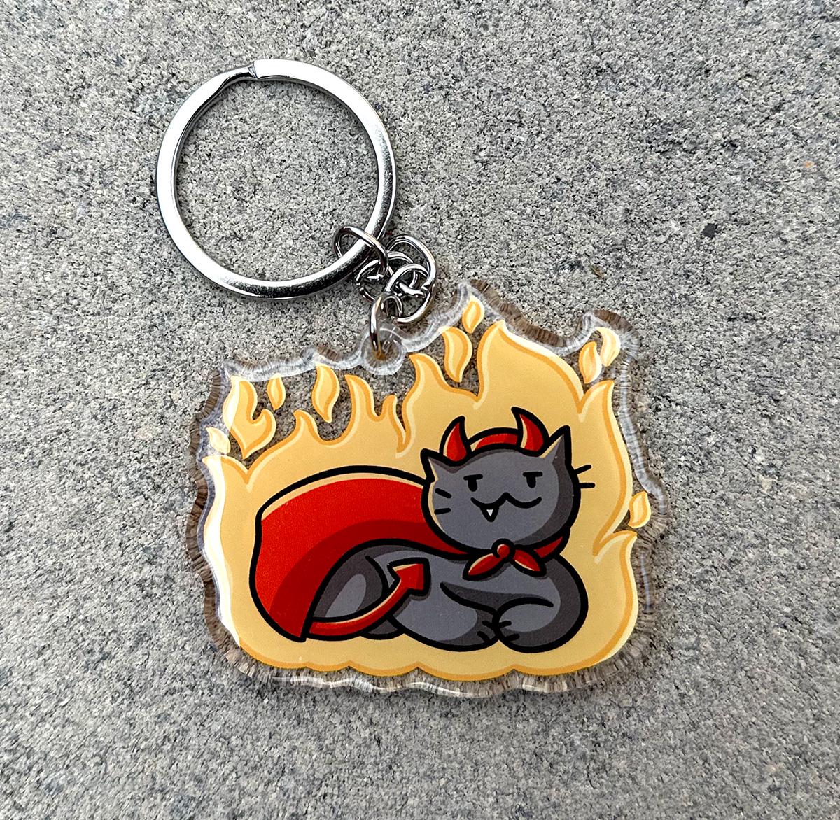 Devil Cat Keychain