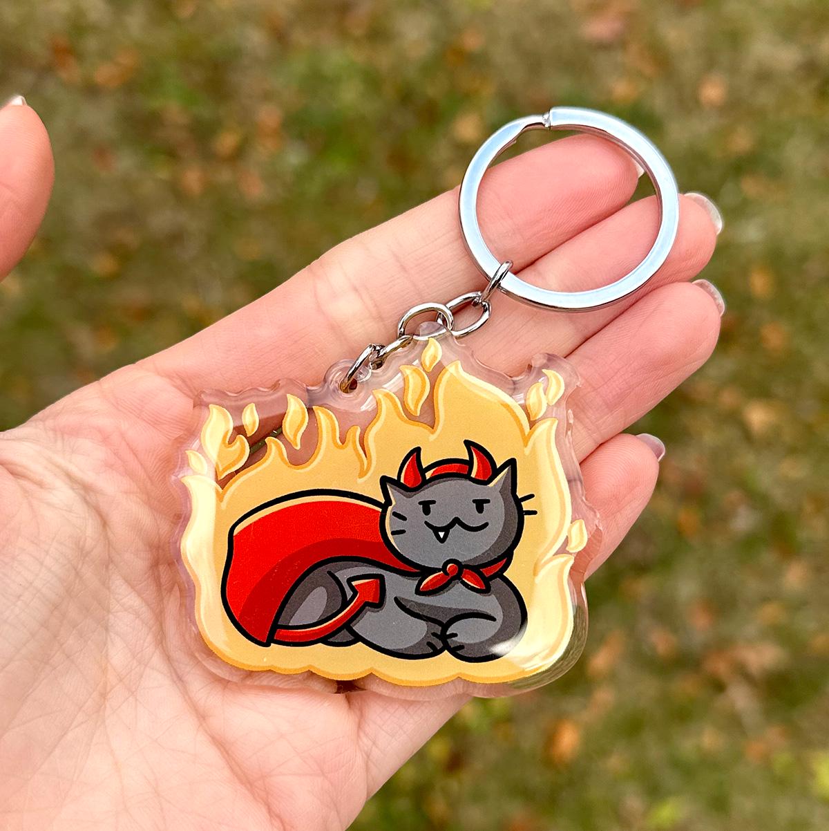 Devil Cat Keychain