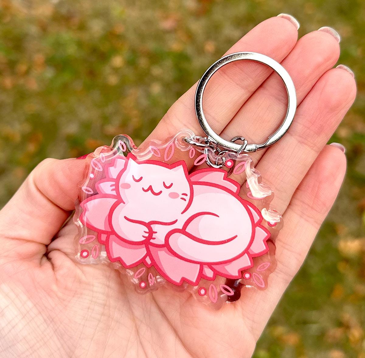 Sakura Cat Keychain