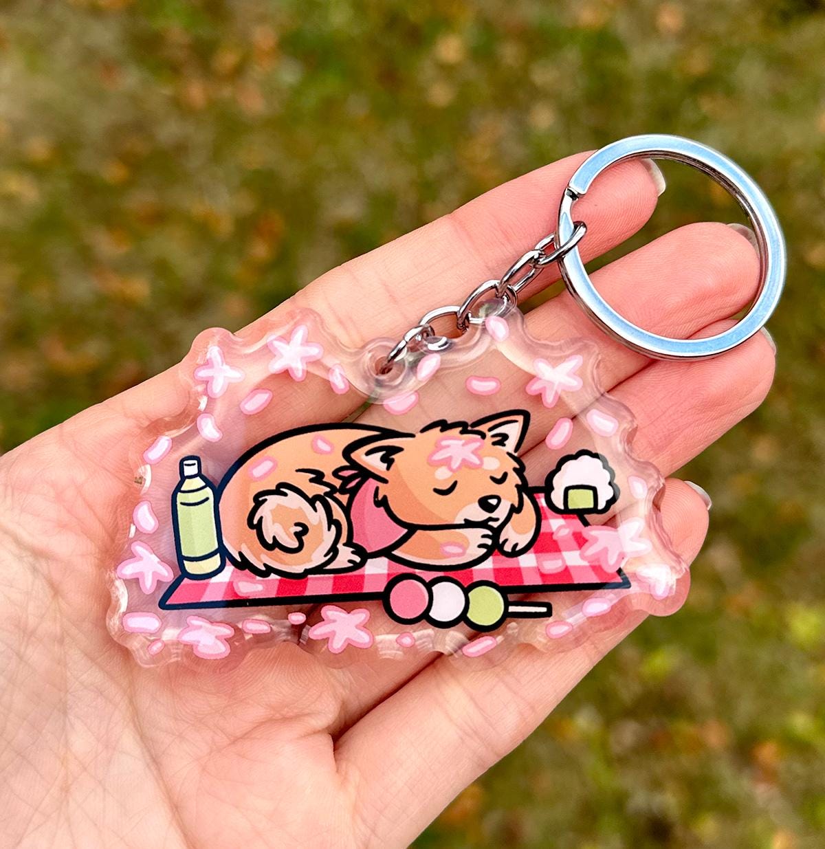 Sakura Shiba Keychain