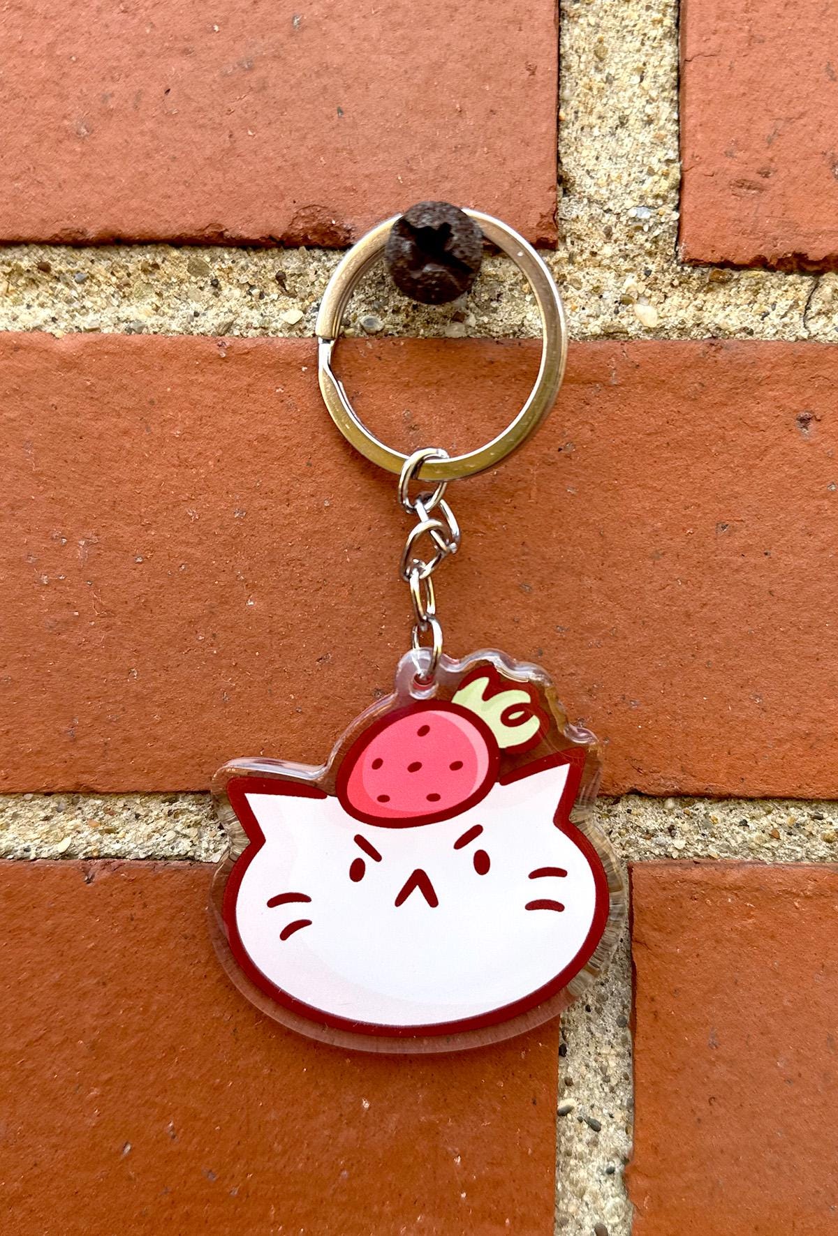 Strawberry Head Cat Keychain