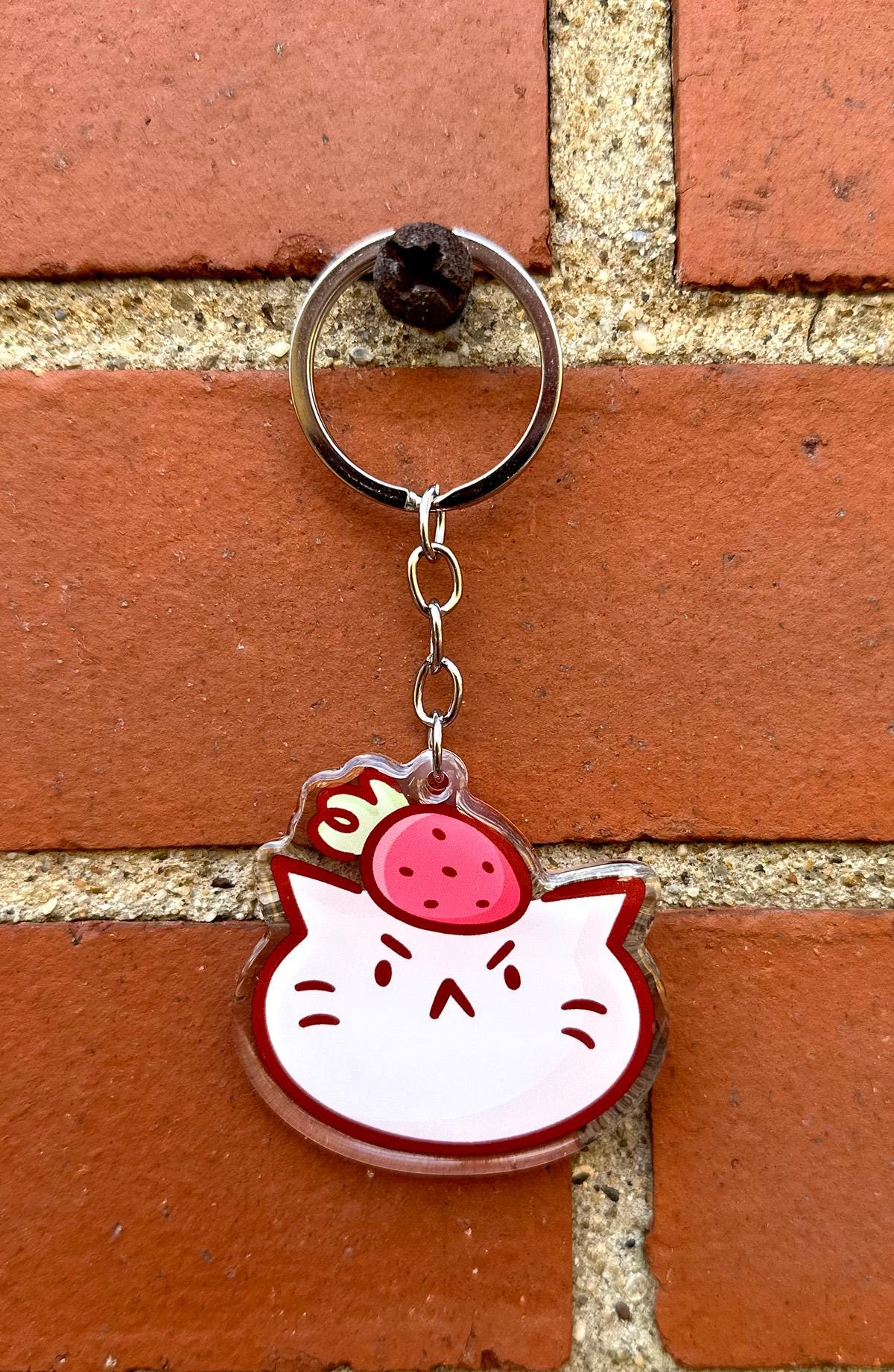 Strawberry Head Cat Keychain